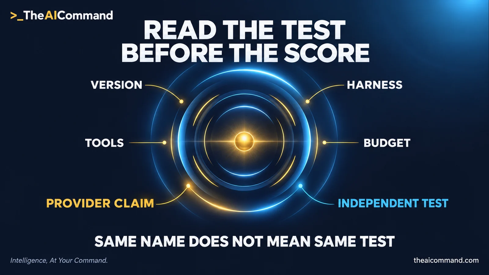 Benchmark evidence needs its version, harness, tools, budget and provenance.