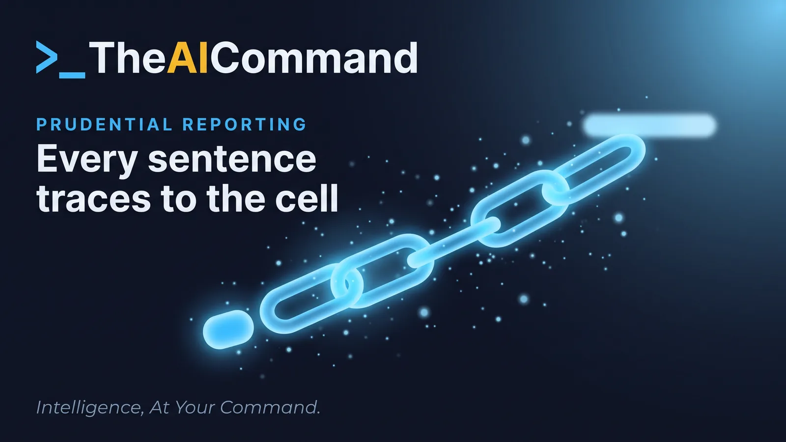 A luminous chain of five links from a return cell to a sentence of light
