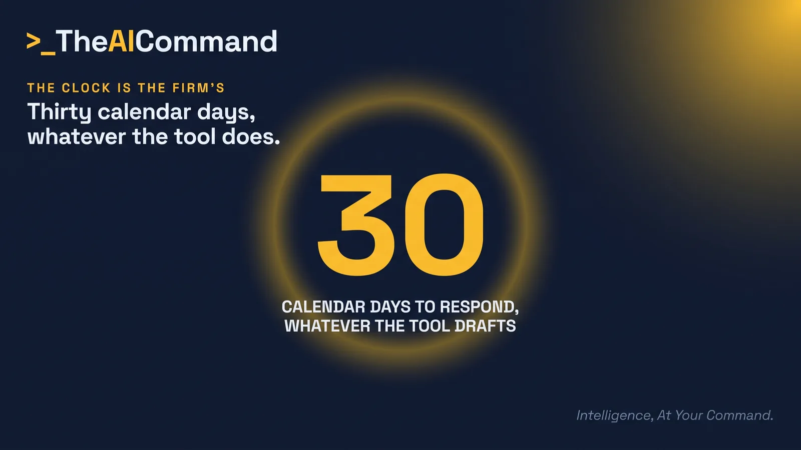 Data-halo composition placing the numeral 30 inside a glowing gold ring against deep navy