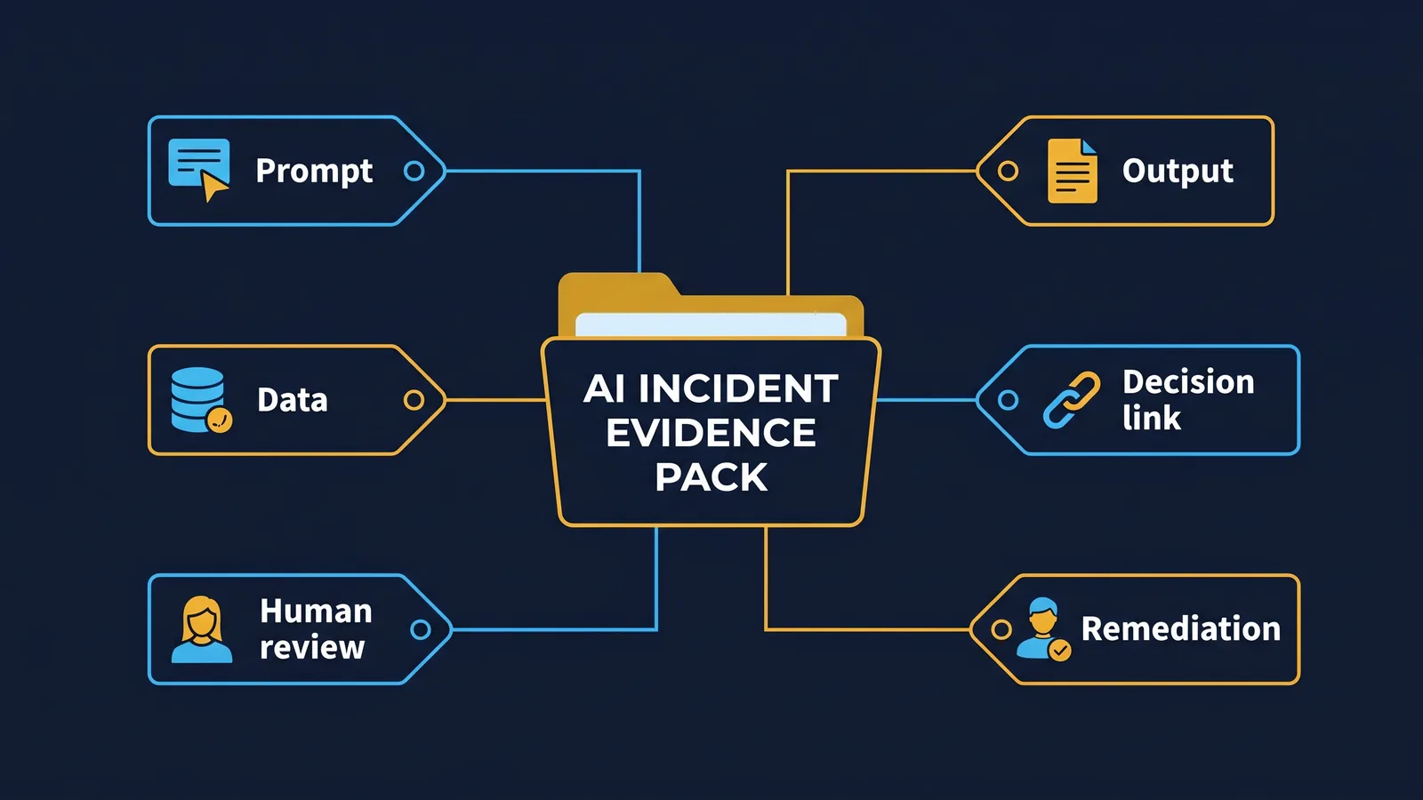 The AI incident evidence pack structure, from intake to remediation