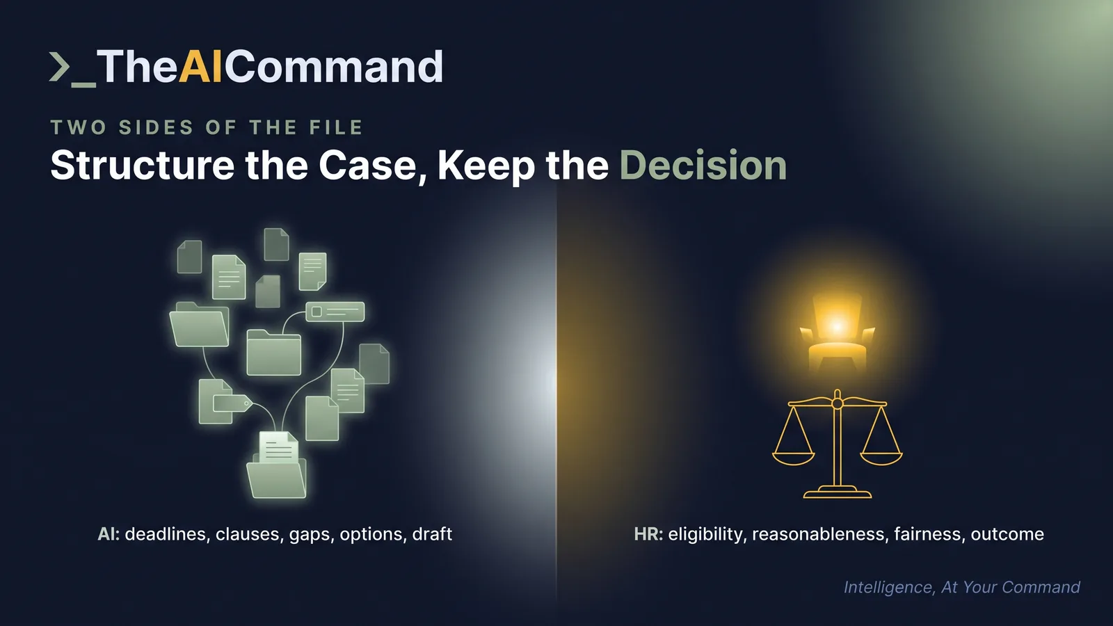 Comparison of administrative tasks AI can structure and employment judgements HR and the authorised manager must own