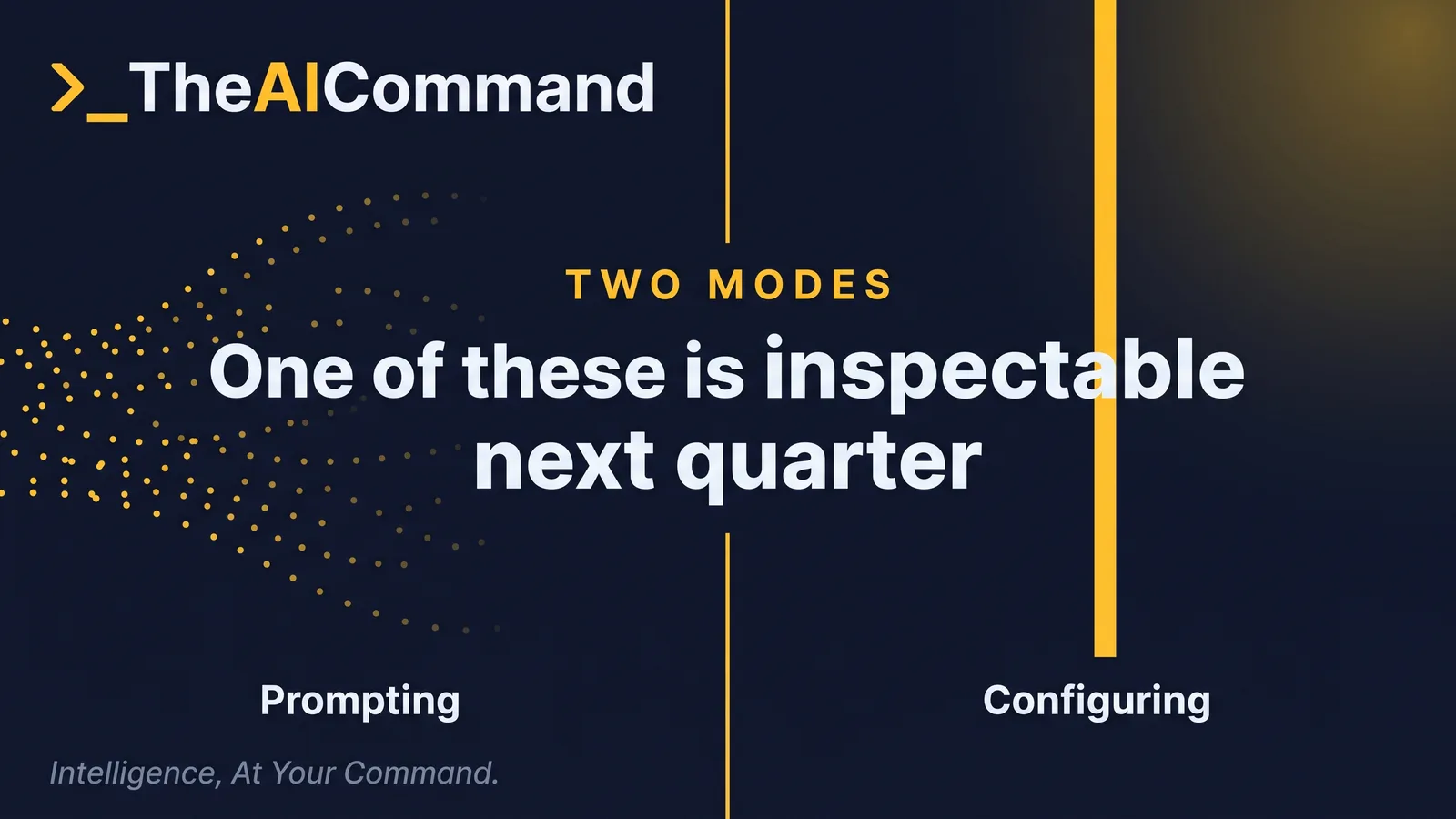 Split scene contrasting a turn-by-turn chat with a standing configuration