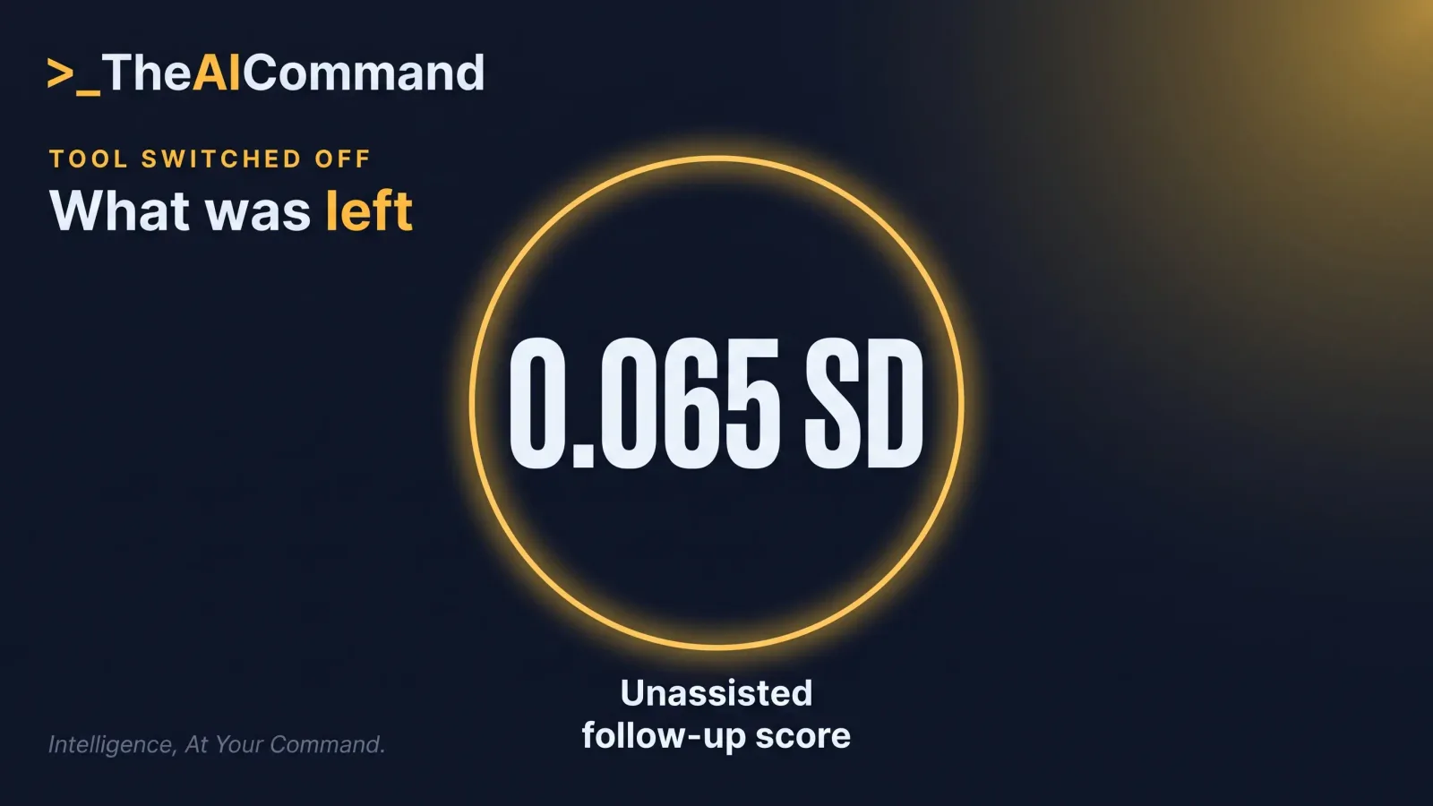One large gold numeral reading 0.065 SD suspended in a wide dark field inside a thin ring of light