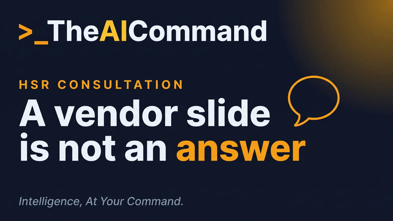 Editorial headline: a vendor slide is not an answer