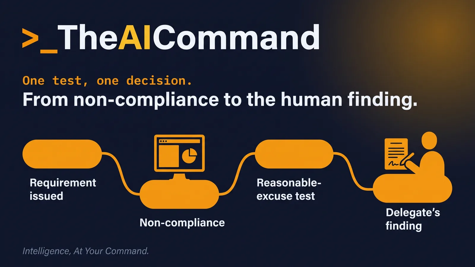 Process flow from a missed requirement through the reasonable-excuse test to the delegate's finding