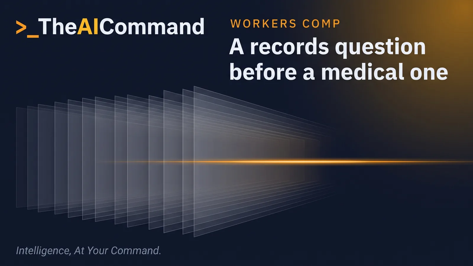 Concept scene of layered employment records forming a single line