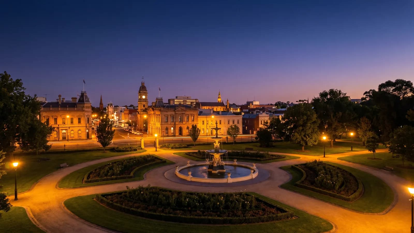 Bendigo Rosalind Park at dusk