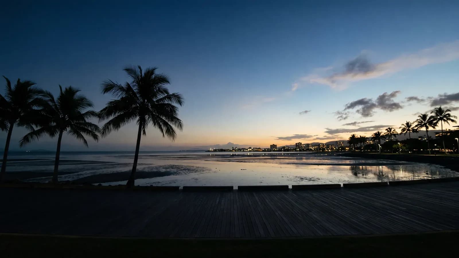 Cairns Esplanade at tropical dusk