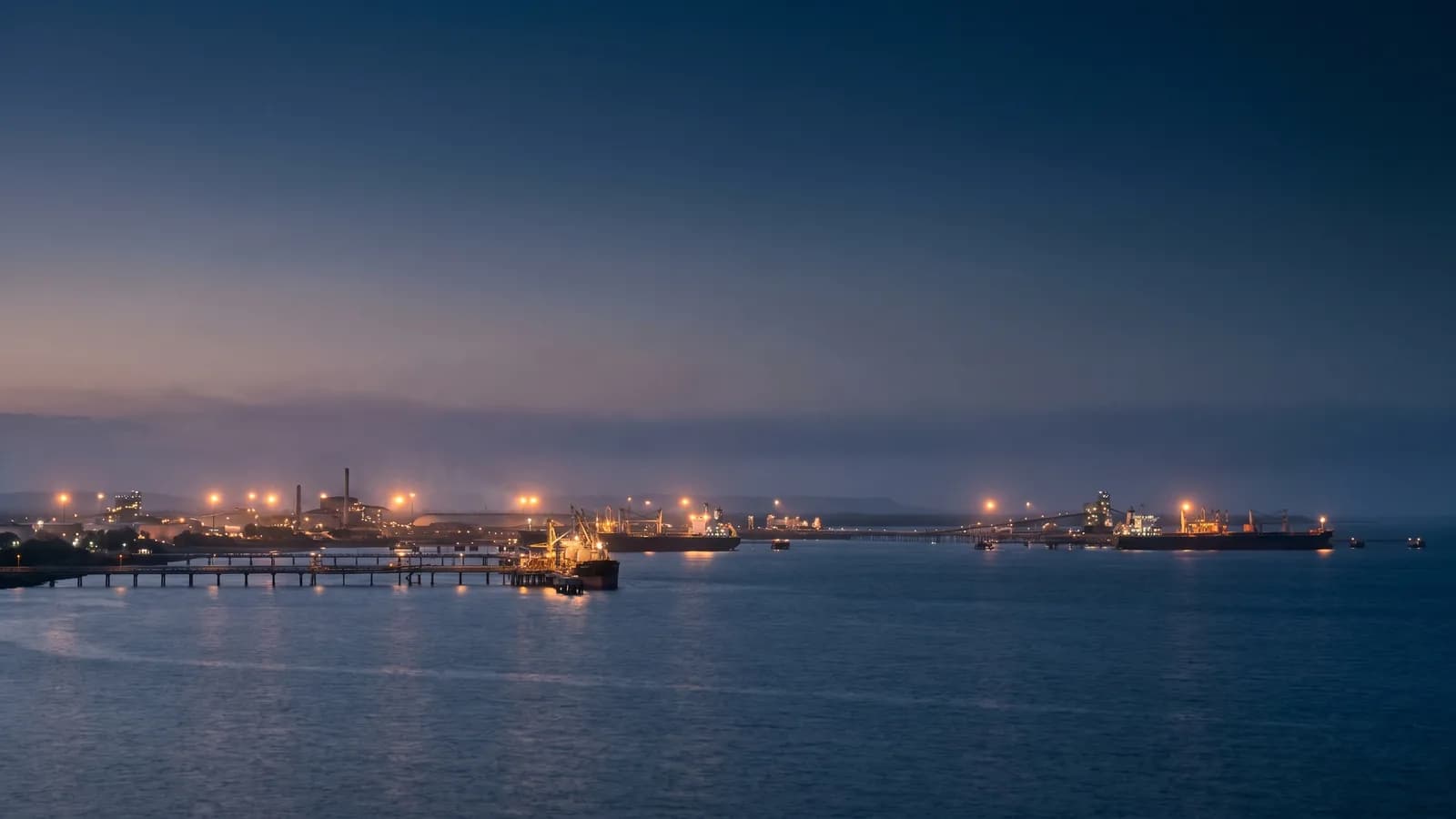 Gladstone harbour industry at twilight
