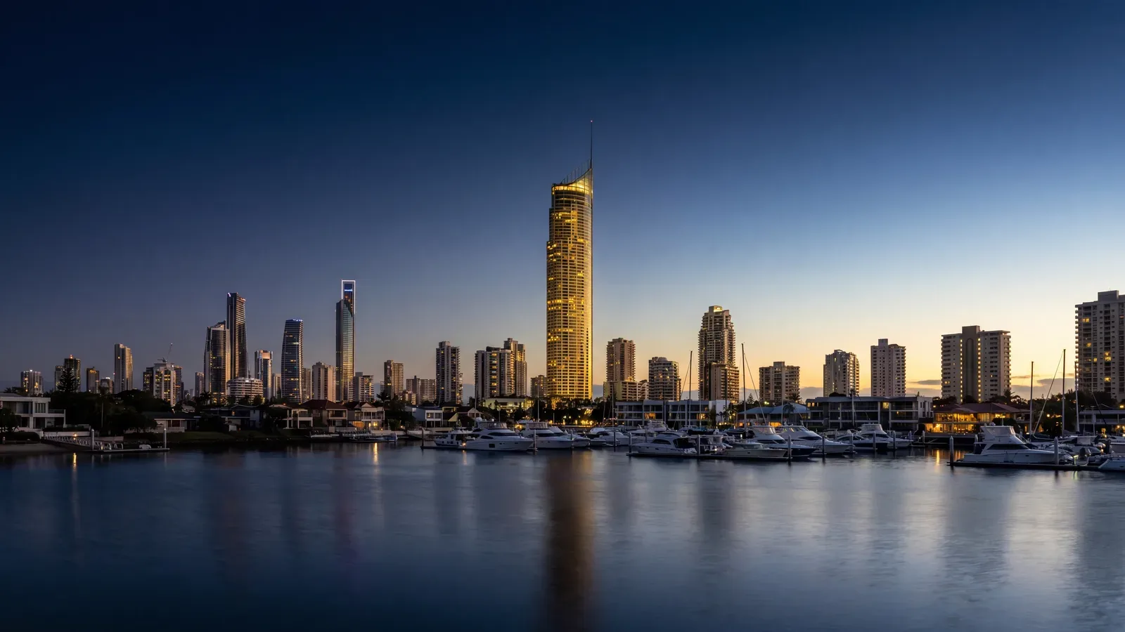 Gold Coast Surfers Paradise skyline at twilight