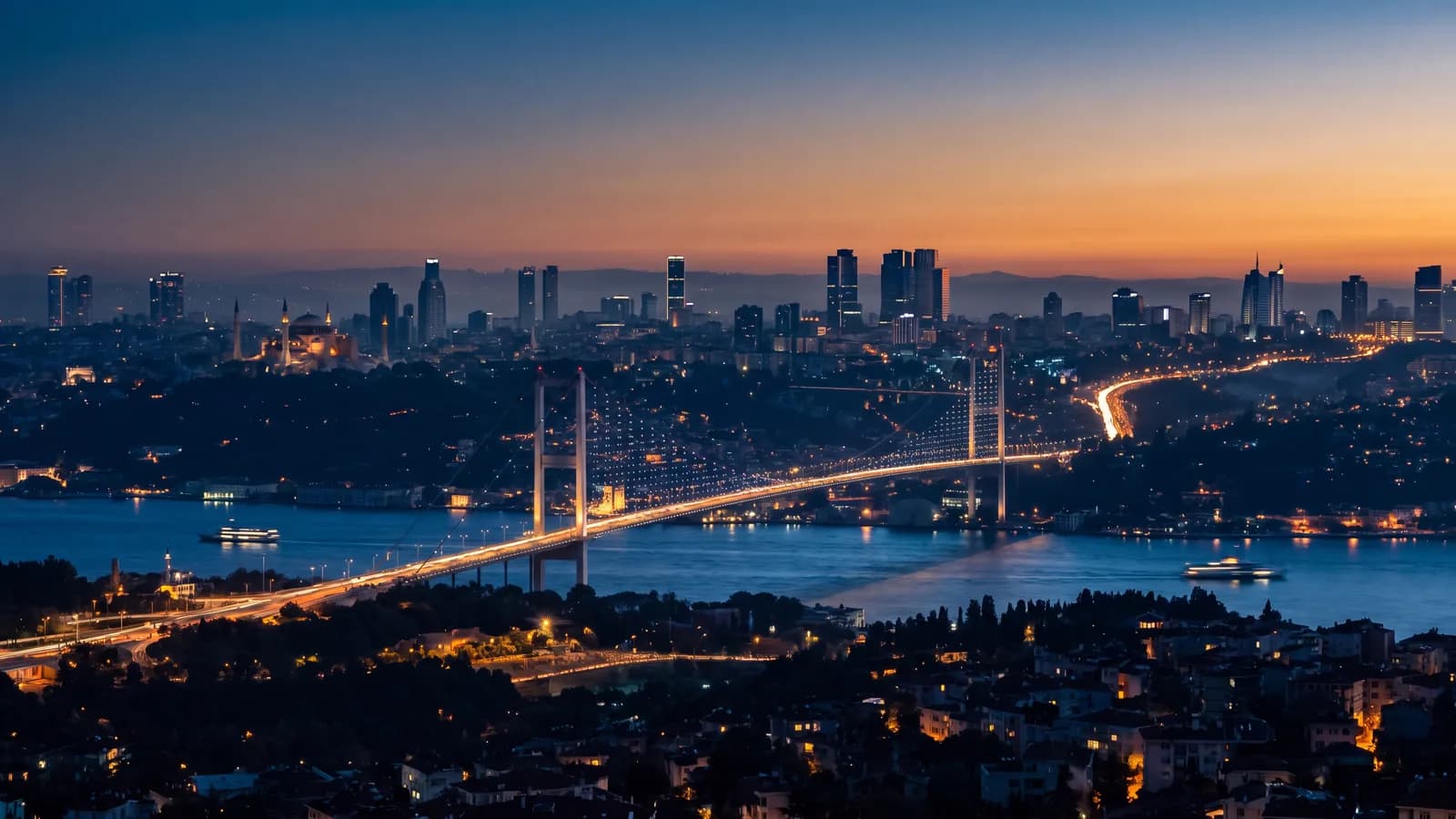 Istanbul and the Bosphorus at blue hour