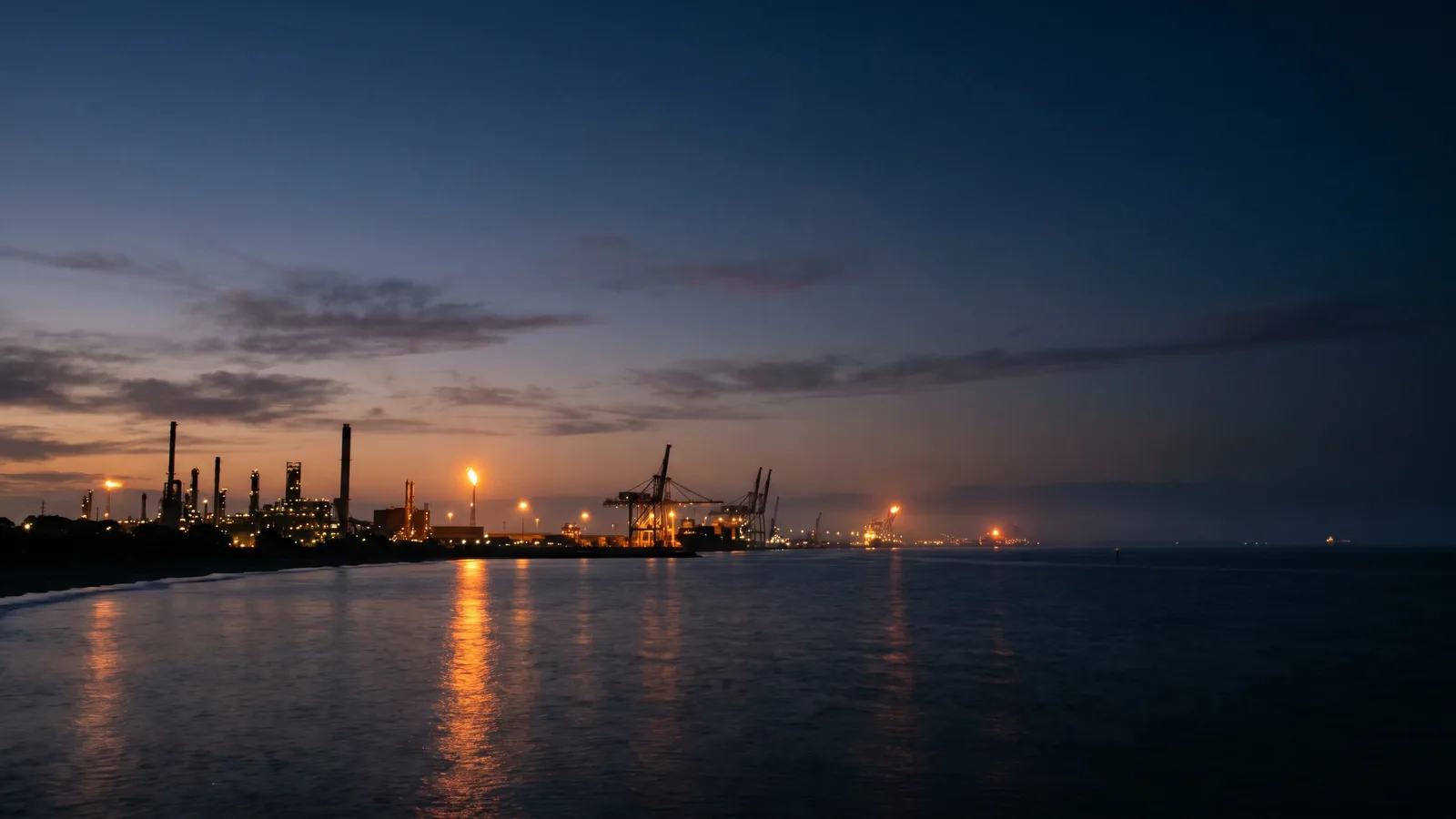 Kwinana industrial coast at dusk