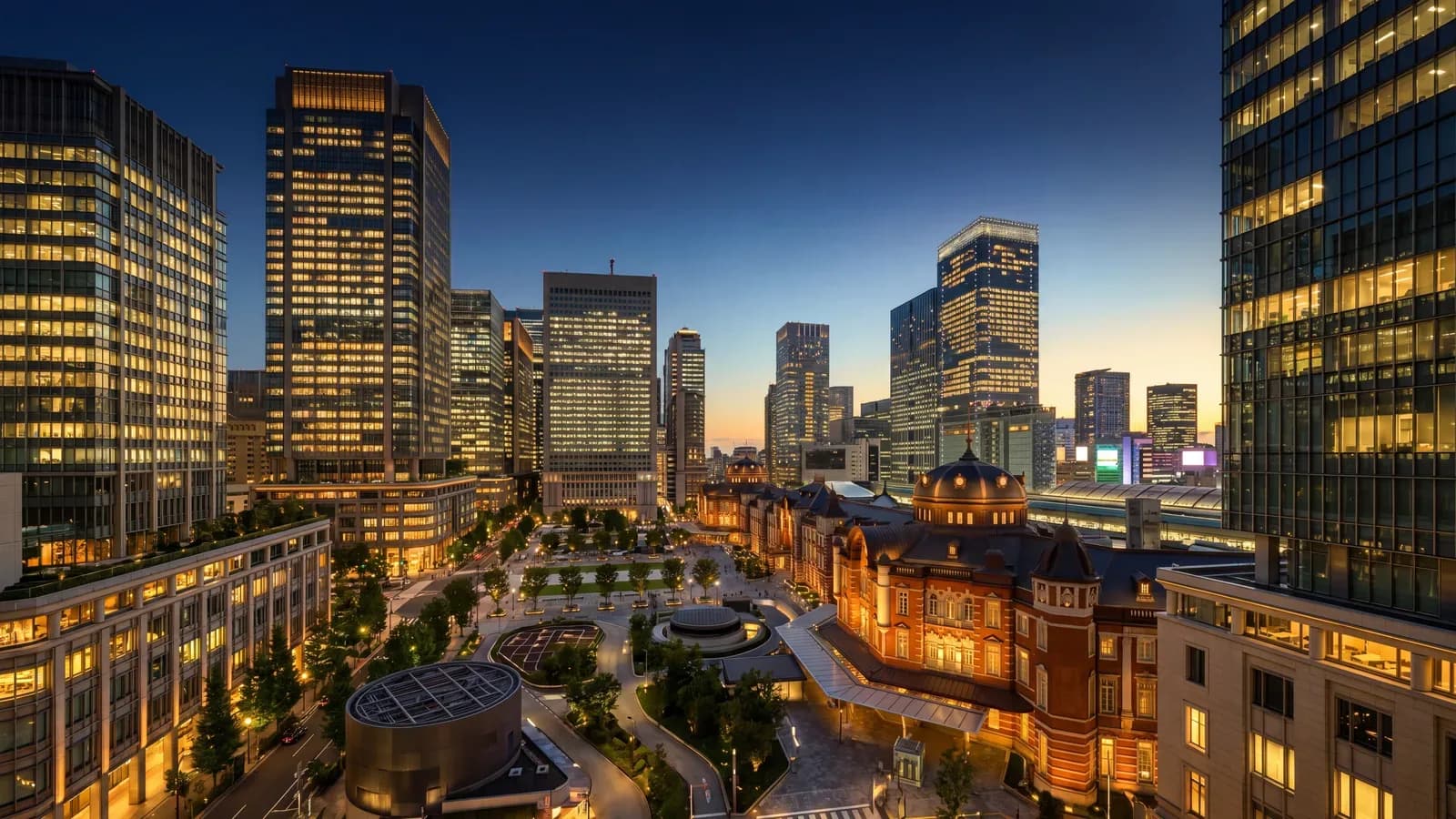 Tokyo Marunouchi business district at blue hour