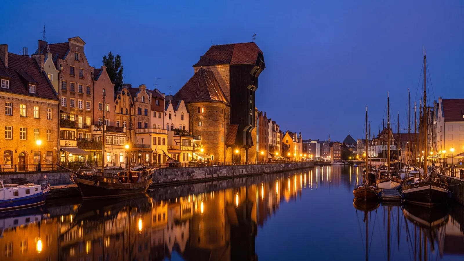 Gdansk Motlawa River Blue Hour