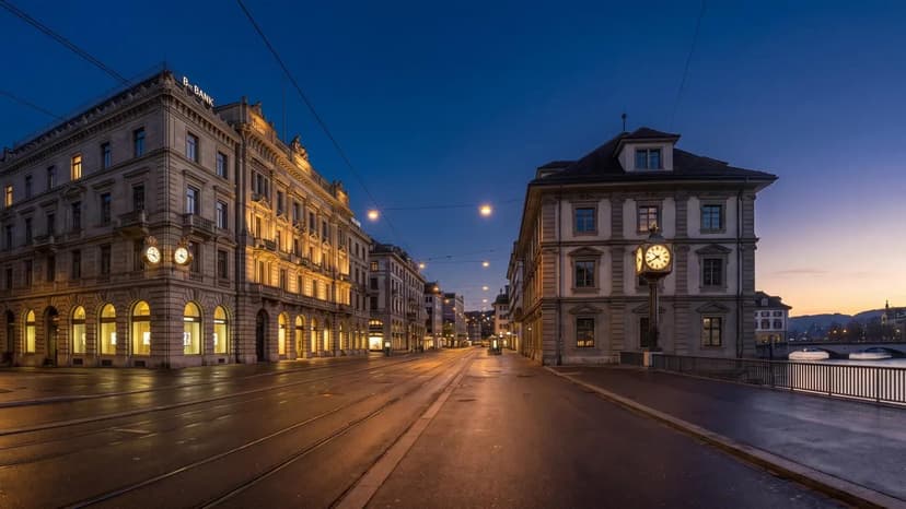 Zurich Bahnhofstrasse Banking Dusk