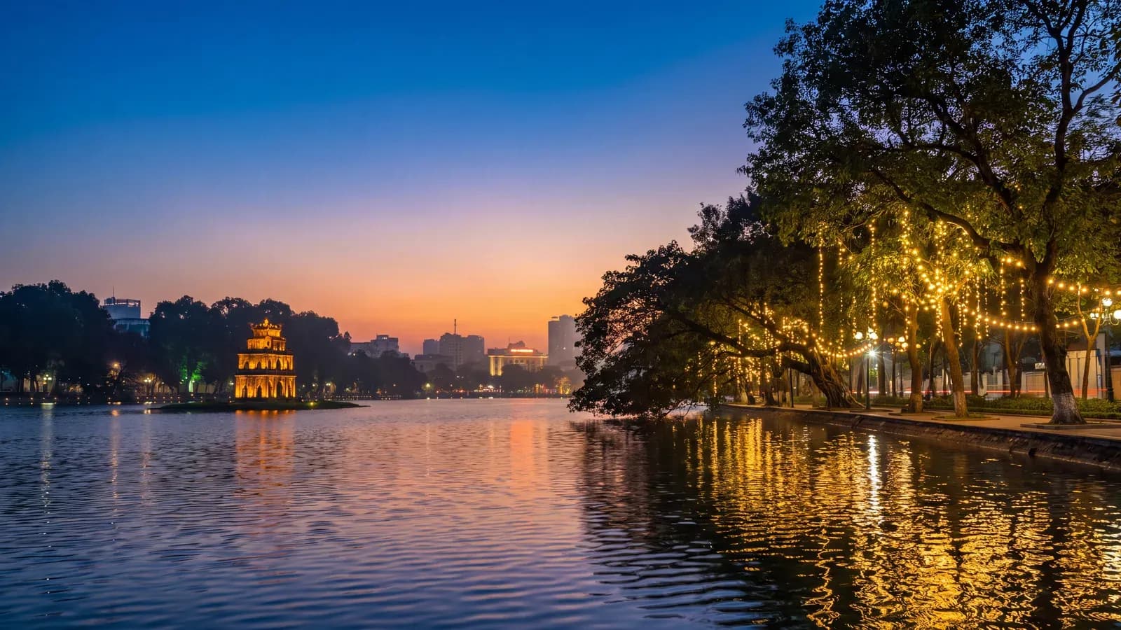 Hanoi Hoan Kiem Lake Dusk