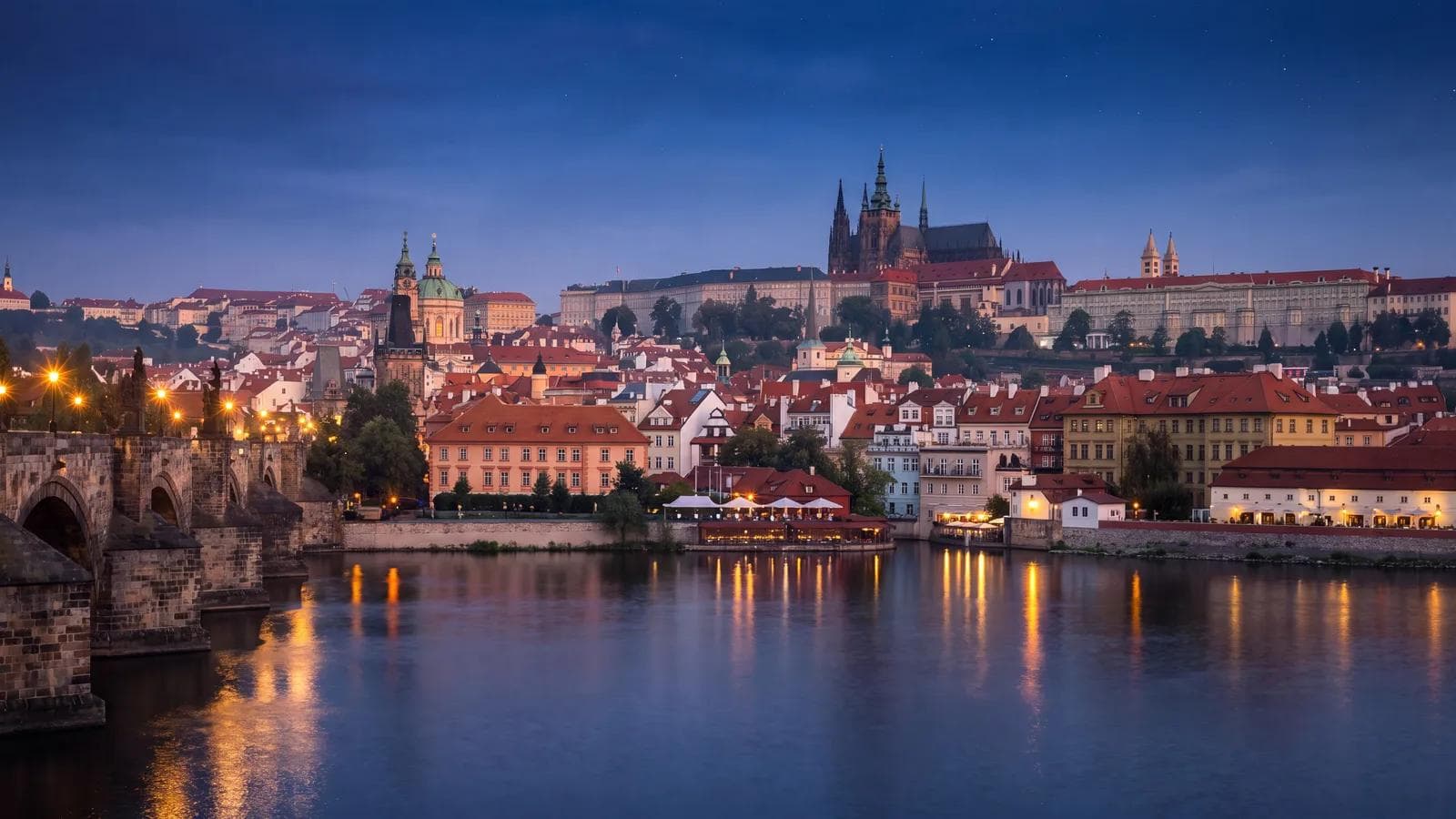 Prague Old Town Vltava Dusk