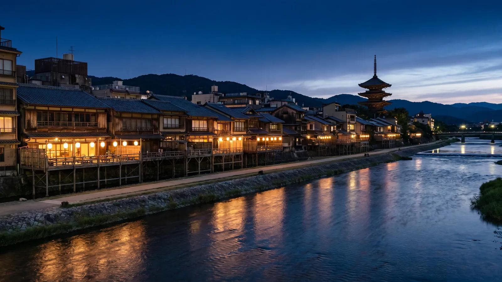 Kyoto Kamo River Dusk