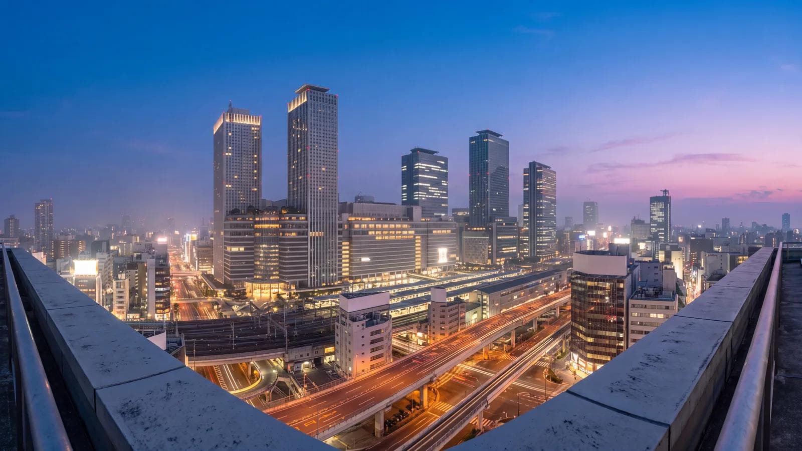 Nagoya Meieki Skyline Dusk