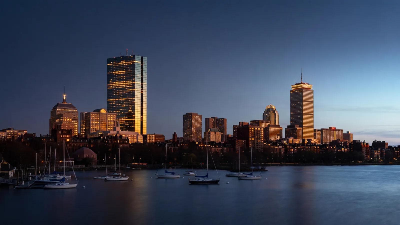Boston Back Bay Charles River Dusk