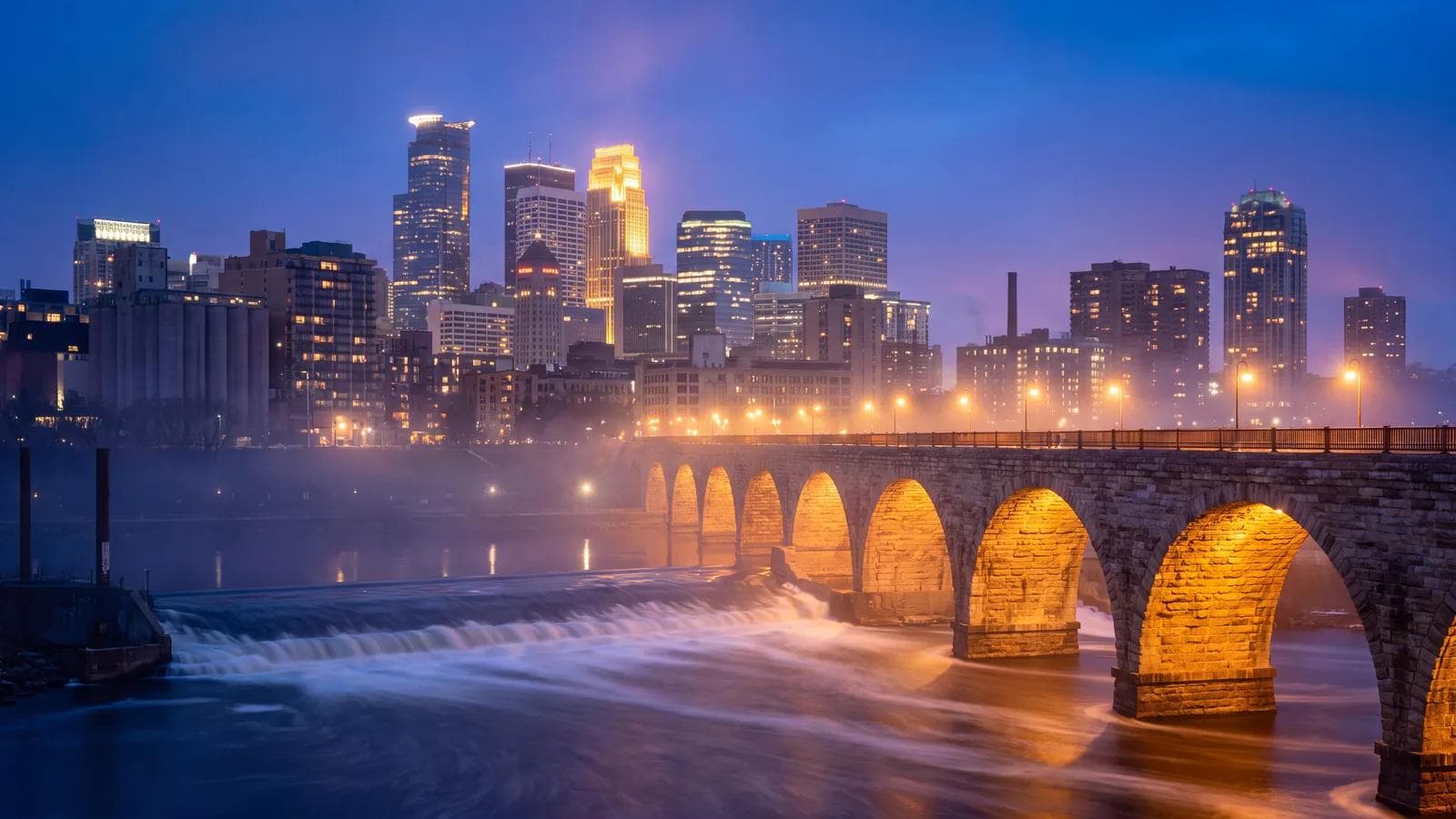 Minneapolis Stone Arch Bridge Blue Hour