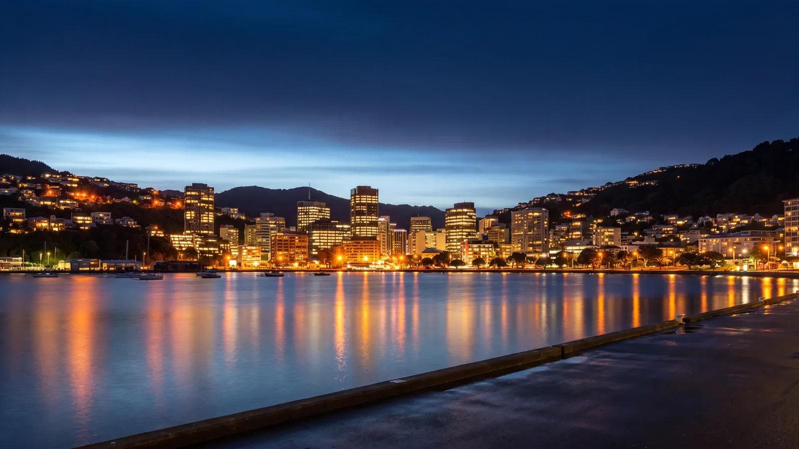 Wellington Harbour Oriental Bay Dusk