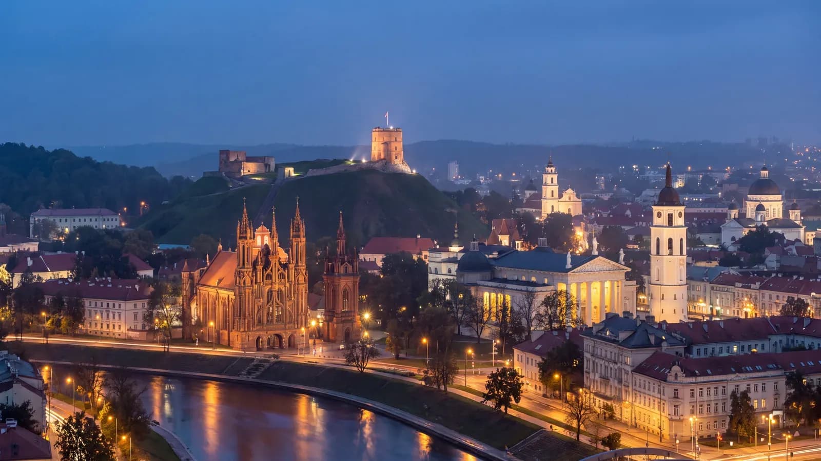 Vilnius Gediminas Tower Dusk