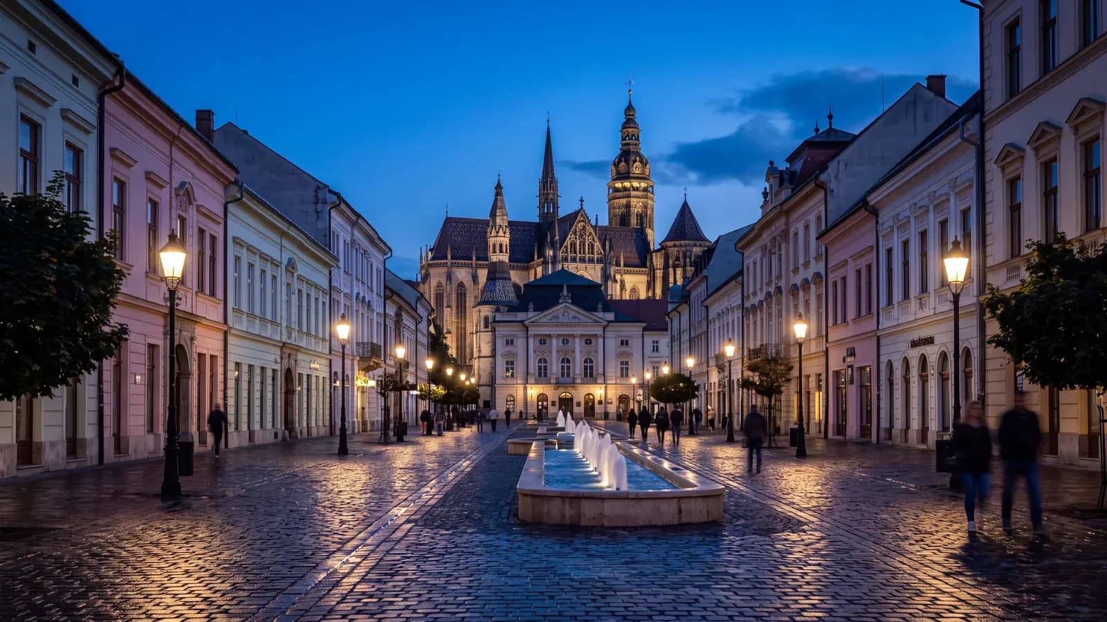 Kosice Hlavna Street Blue Hour