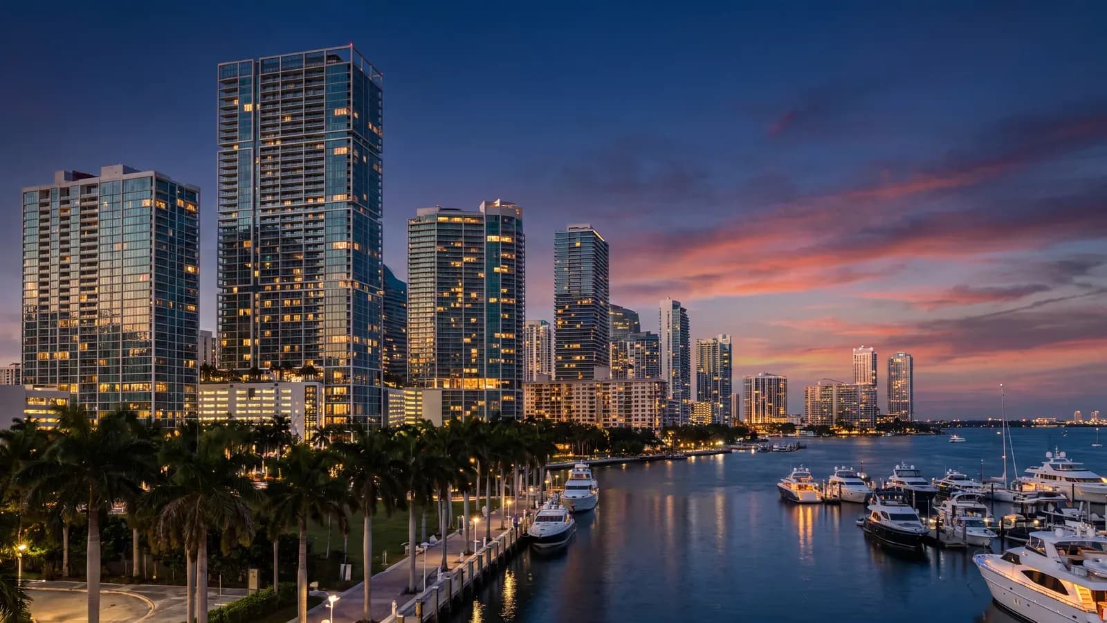 Miami Brickell Skyline Dusk