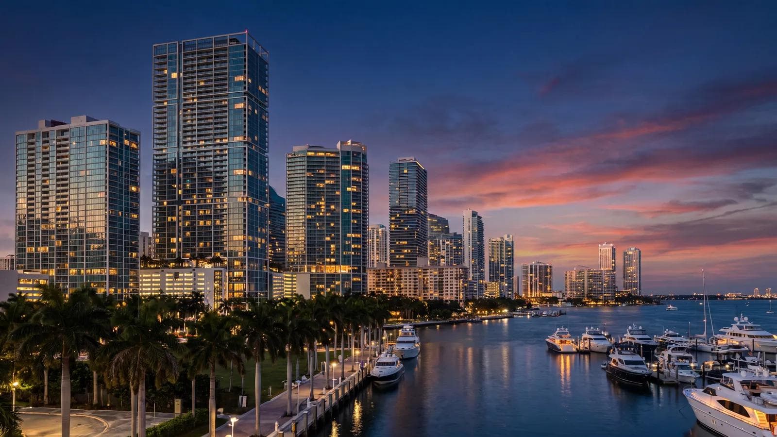 Miami Brickell Skyline Dusk
