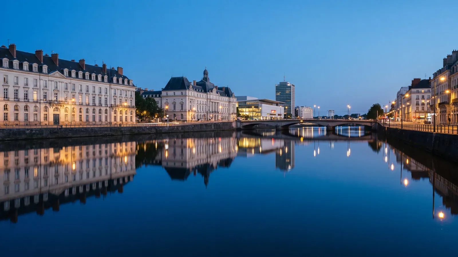 Nantes Loire Riverfront Blue Hour