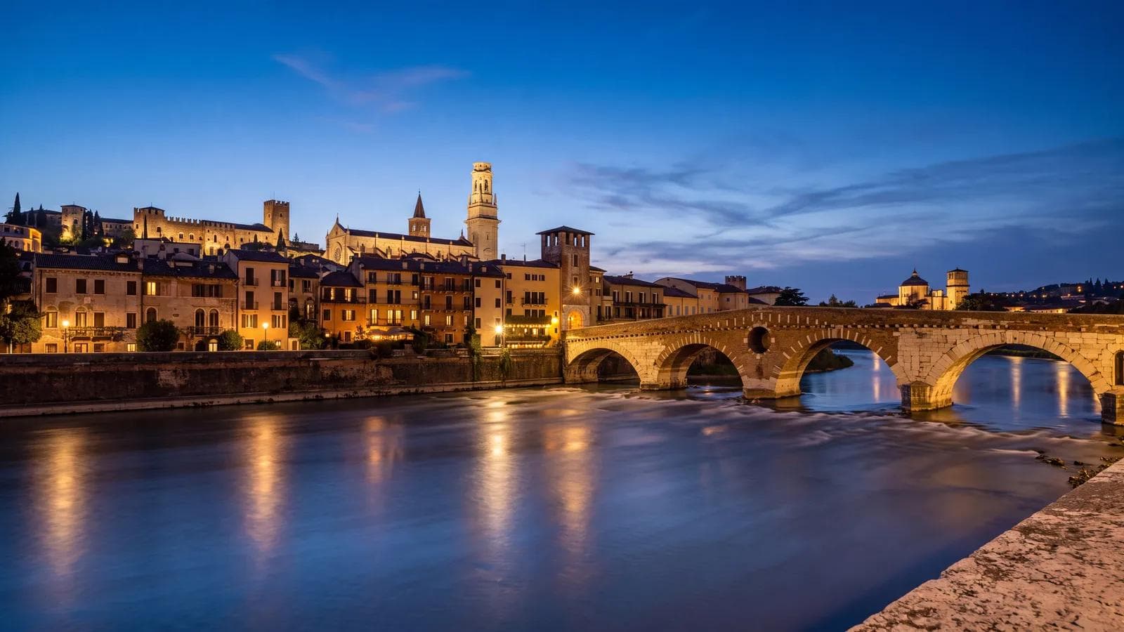Verona Ponte Pietra Dusk