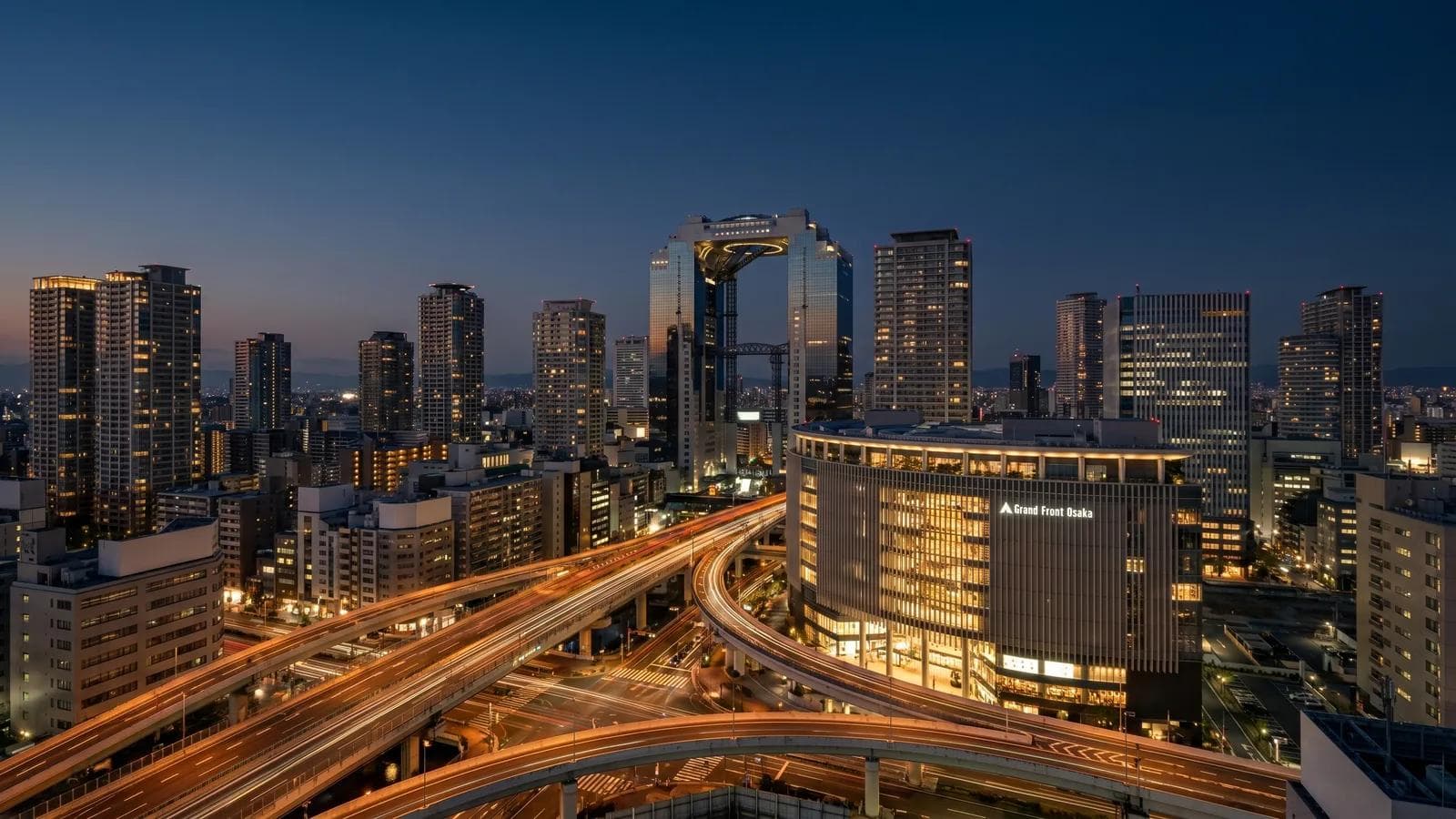 Osaka Umeda Skyline Dusk