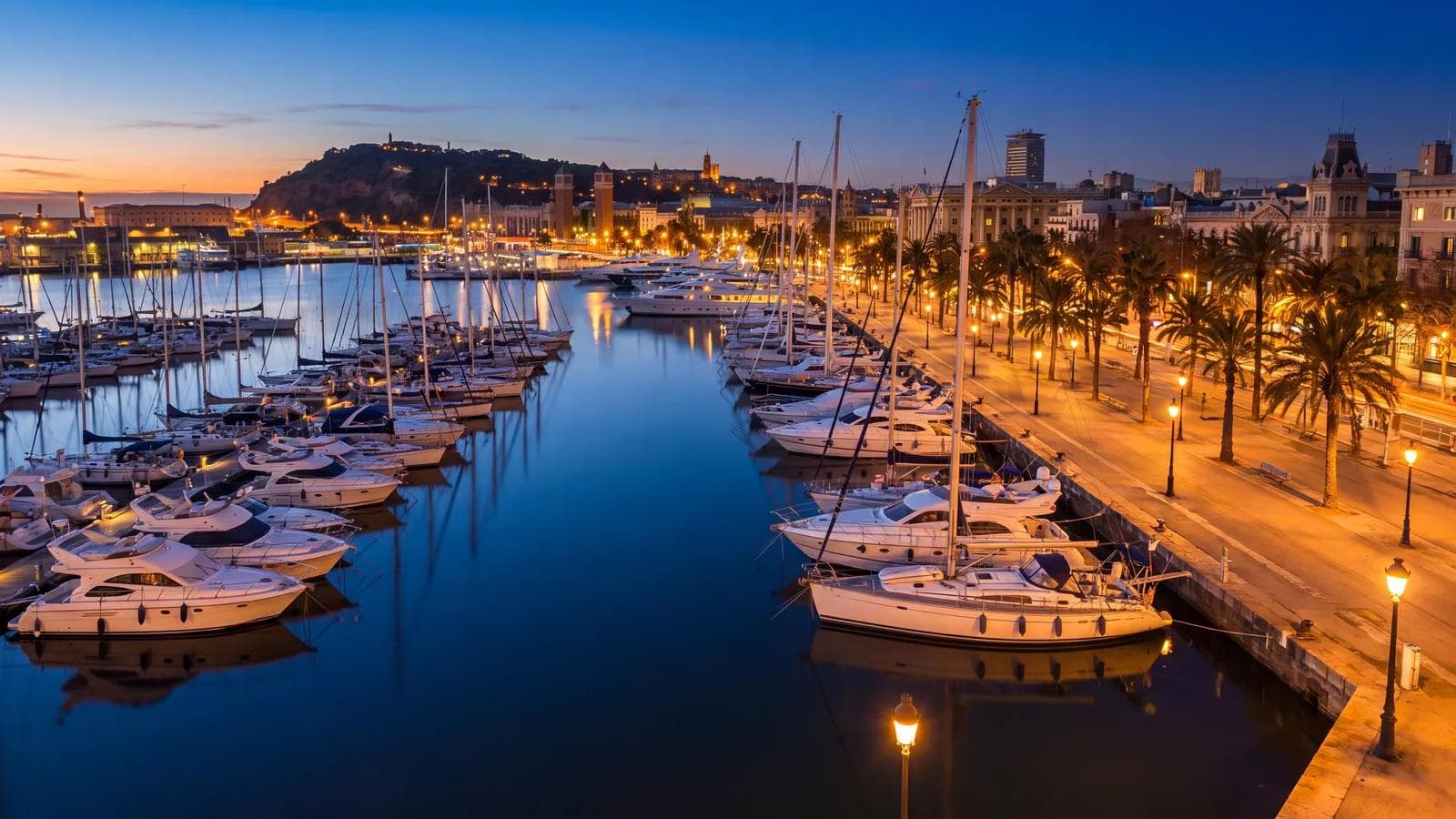 Barcelona Port Vell Blue Hour