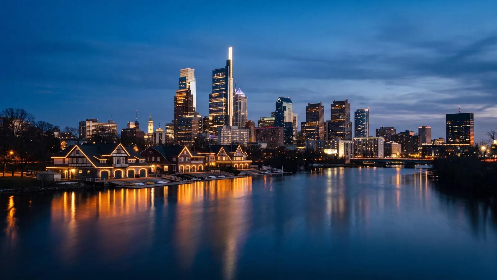 Philadelphia Schuylkill River Skyline Dusk