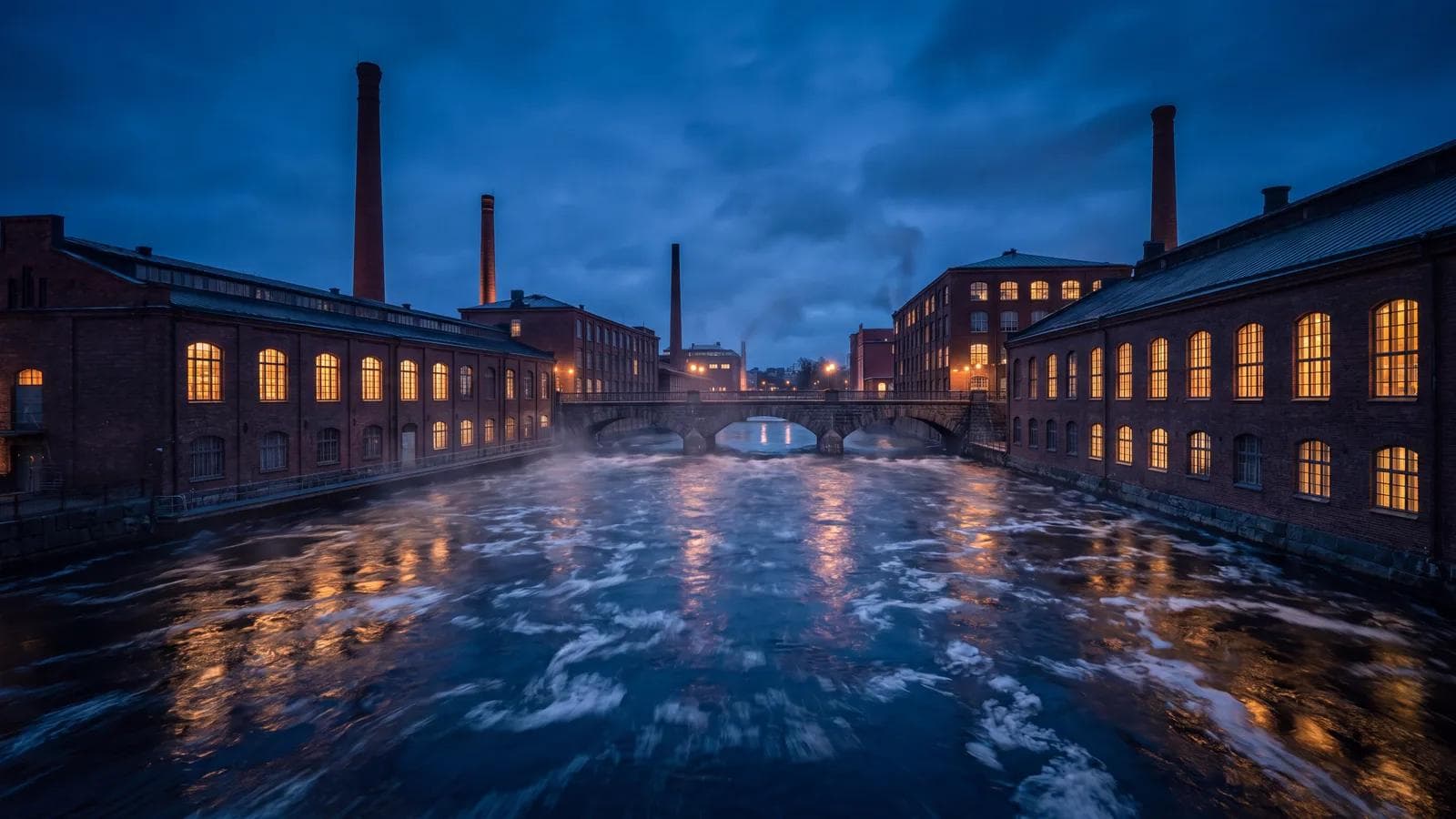 Tampere Tammerkoski Blue Hour