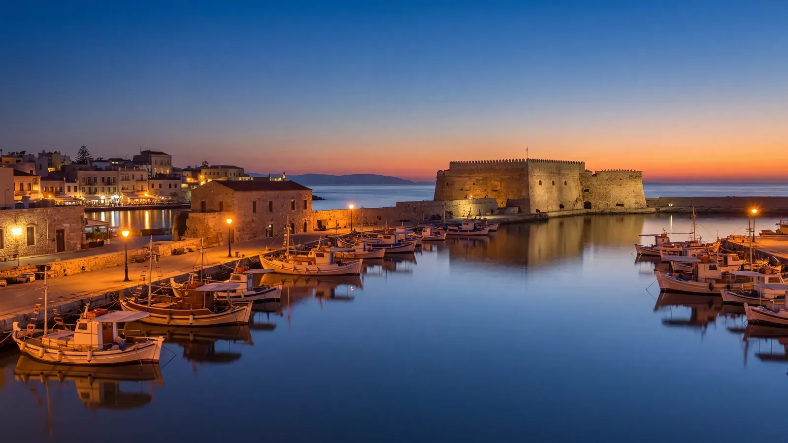Heraklion Venetian Harbour Dusk