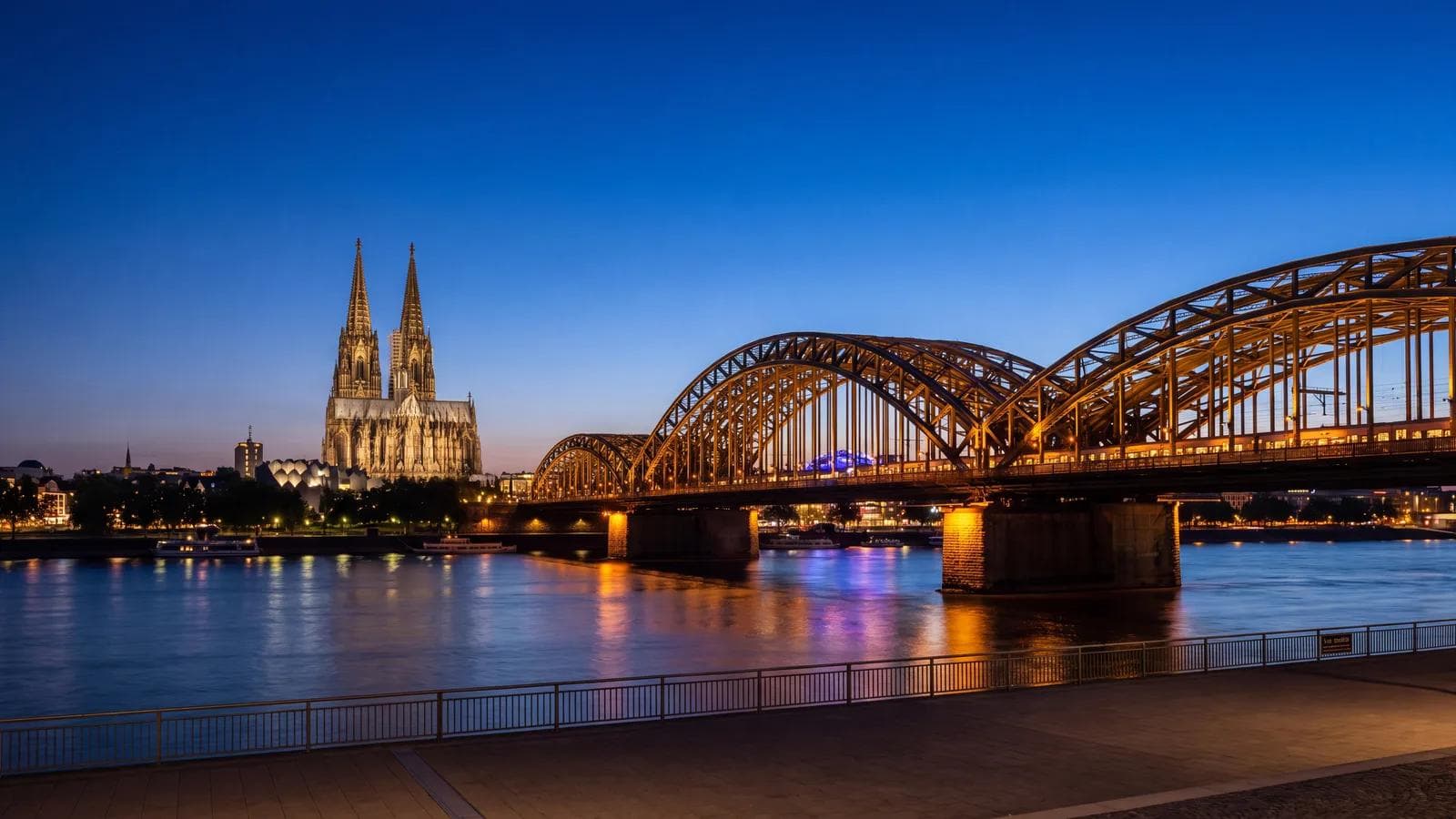 Cologne Rhine Cathedral Blue Hour