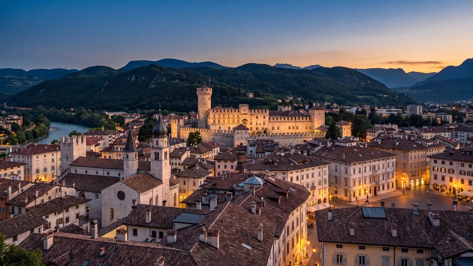 Trento Adige Castello Dusk