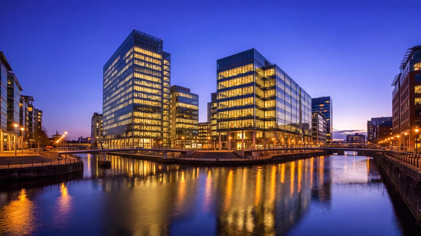 Manchester Spinningfields Blue Hour