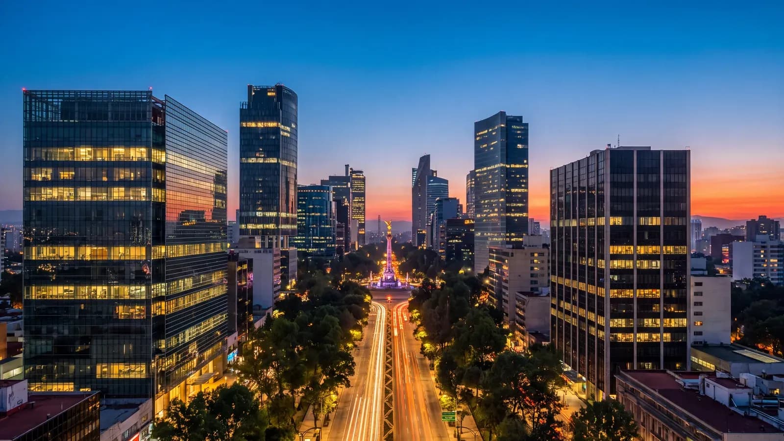 Mexico City Reforma Dusk