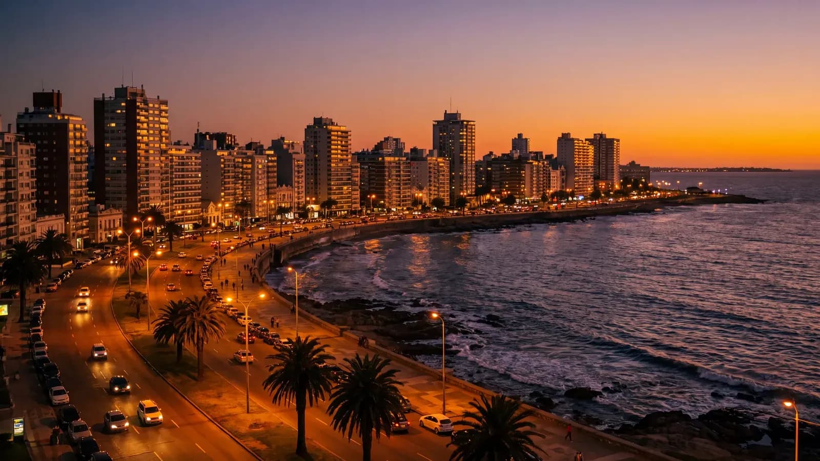 Montevideo Rambla Dusk