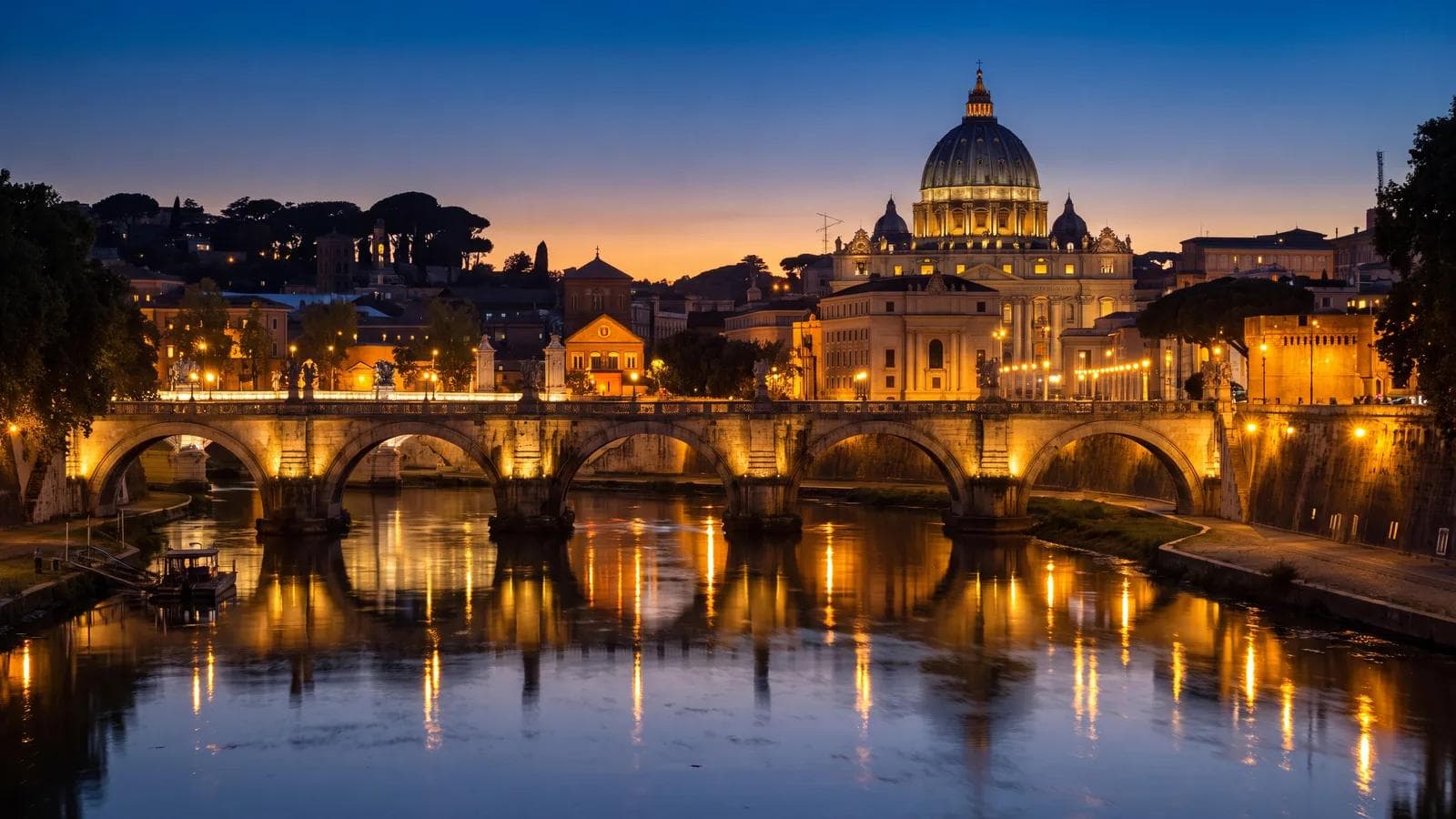 Rome Tiber St Peters Dusk
