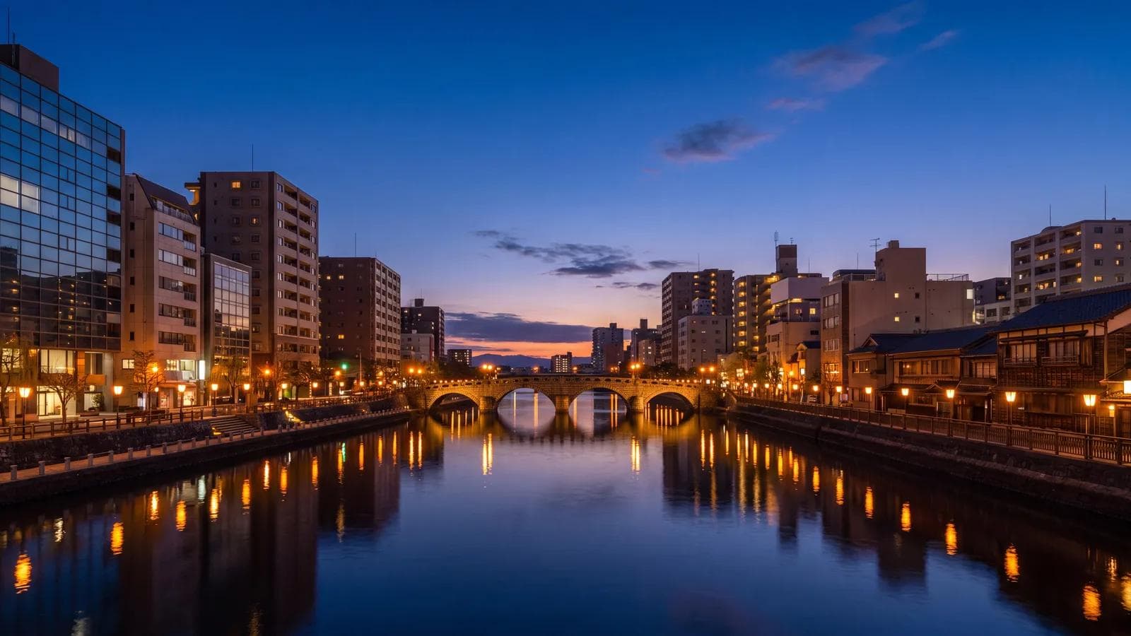 Fukuoka Naka River Blue Hour