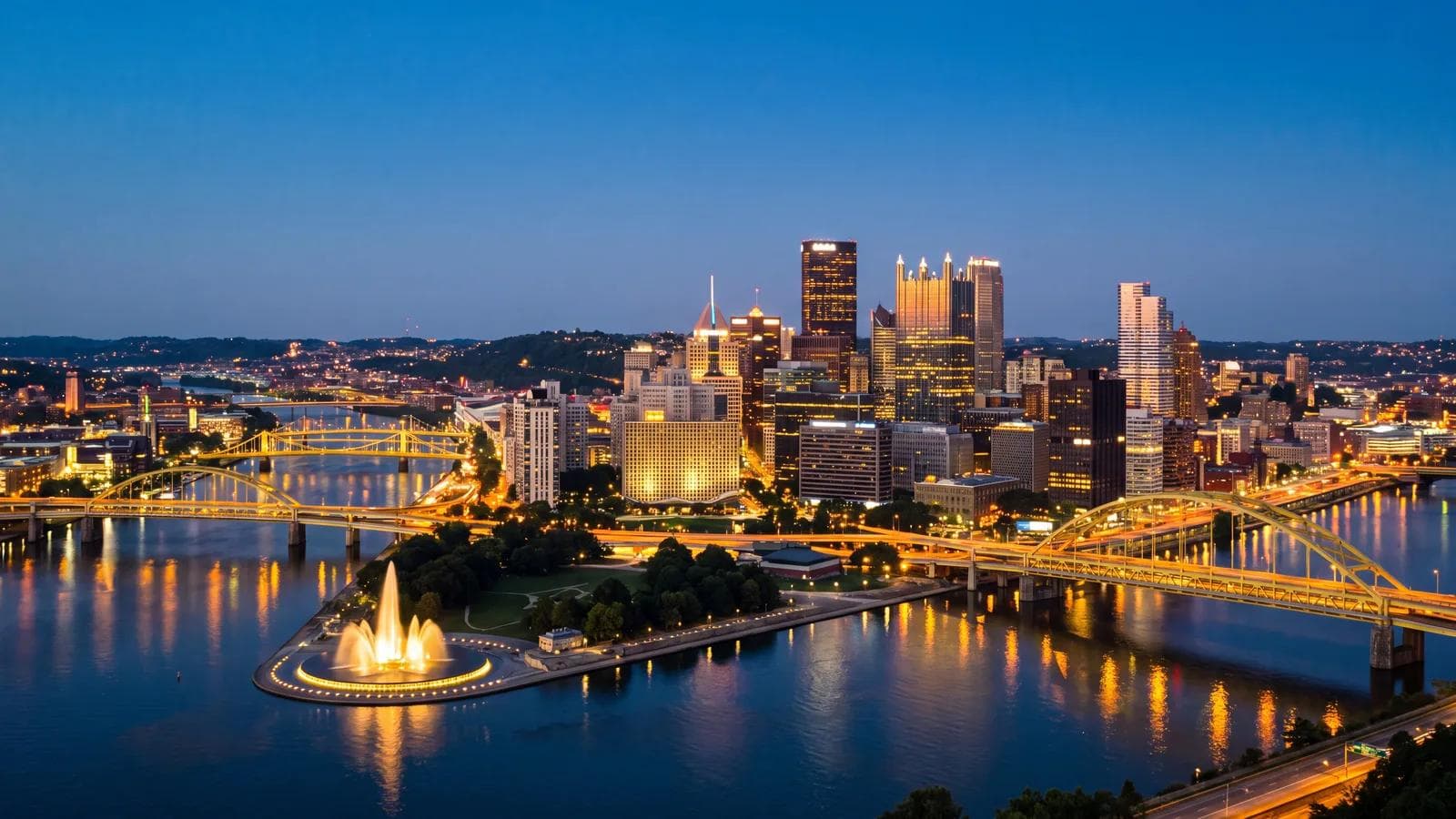 Pittsburgh Three Rivers Point Dusk